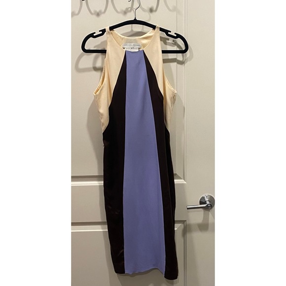 Carolina Herrera VTG‎ Silk Colorblock Dress 10 Bergdorf Goodman Sheath Cocktail